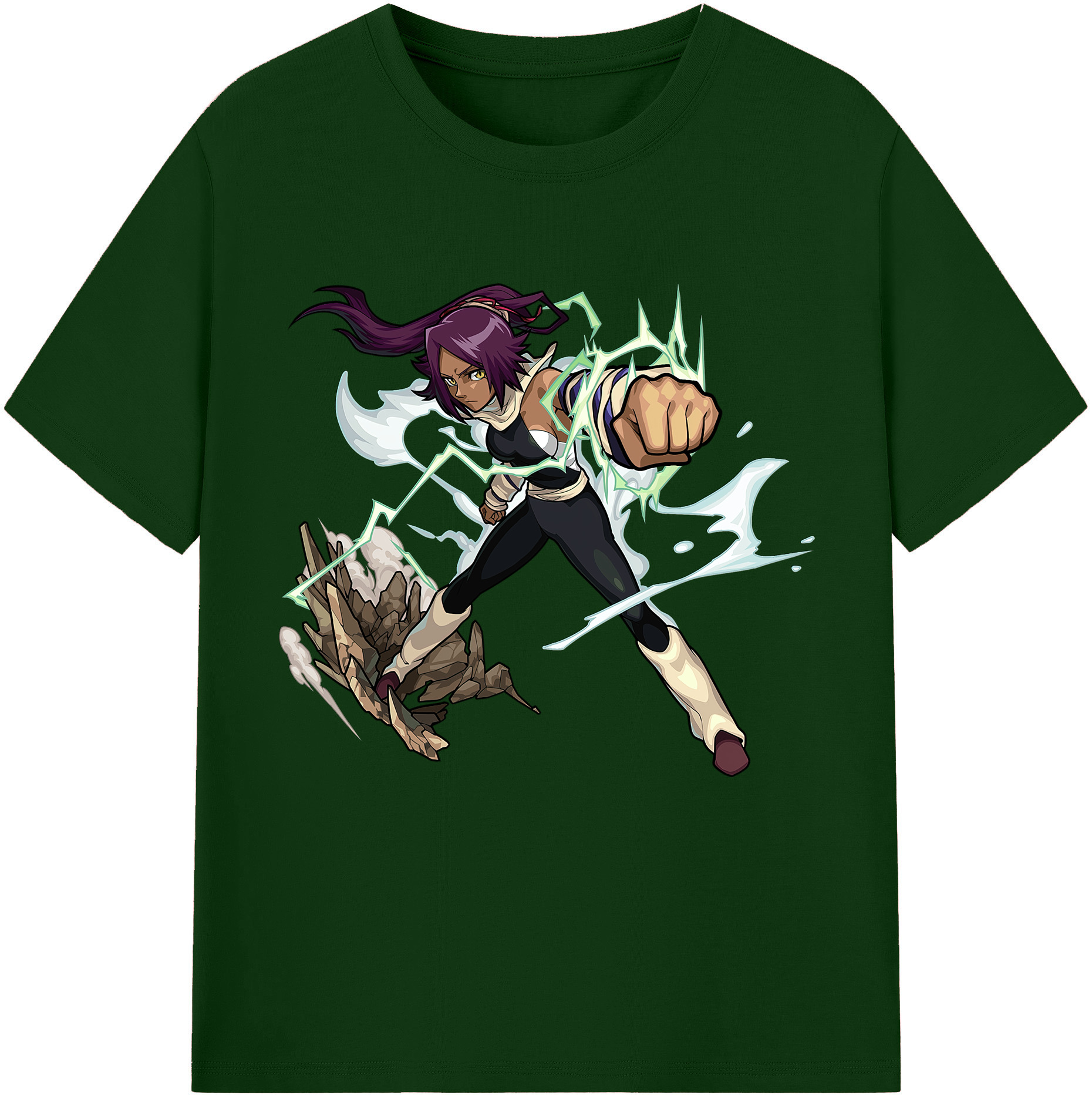 （画像用） ブリーチ 四楓院 夜一（しほういん よるいち） BLEACH Shihouin Yoruichi 綿100％半袖Tシャツ（フロントプリント）